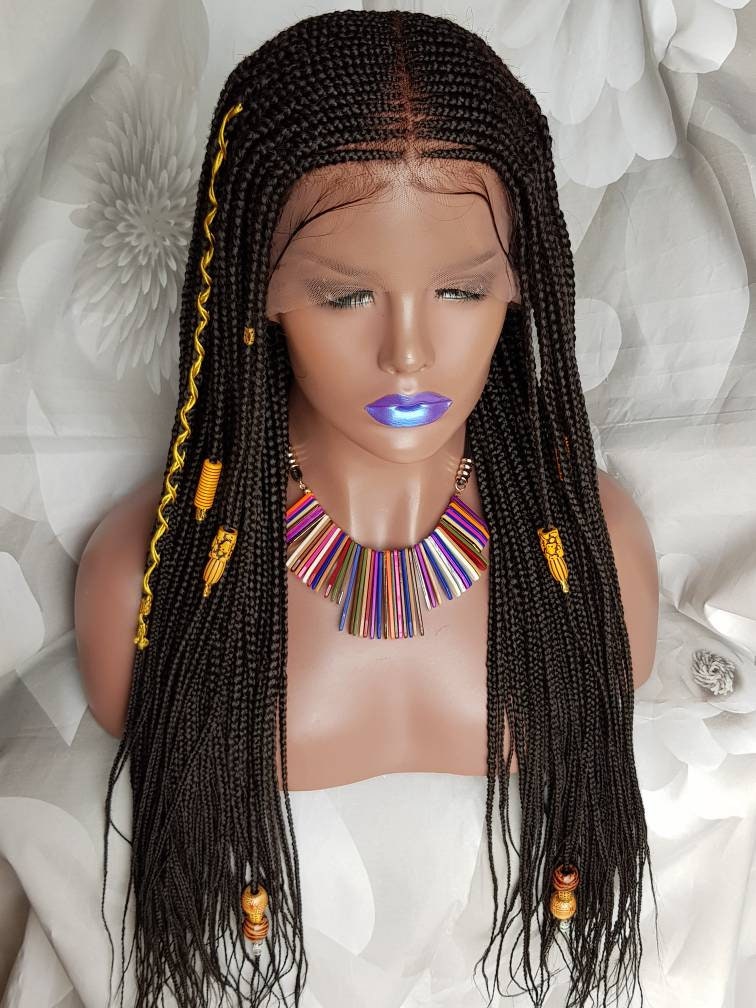 Handmade Layer Braids Cornrows Braided Full Lace Wig Colour 1b Off