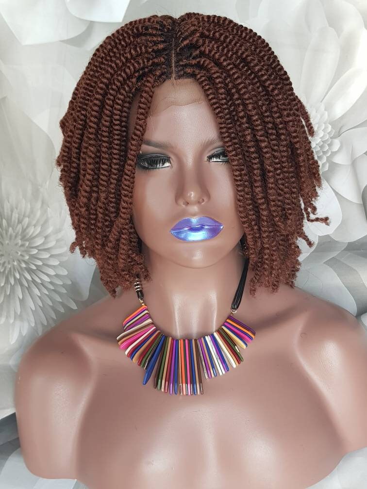 Handmade Glueless Braided Lace Closure Crochet Wig Afro Kinky SPRING