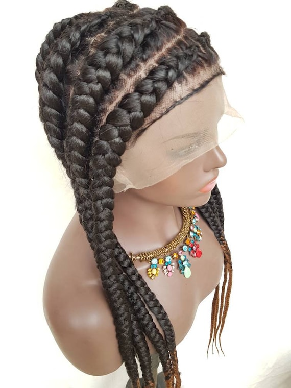 Handmade Braided Full Lace Wig Pop Smoke Cornrow Stitch Braids Etsy