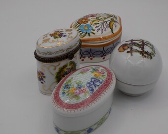 Cuatro cajas pequeñas, cajas de joyería, caja vintage, porcelana de Limoges, hecho en Francia, regalo vintage, objeto vintage, objeto decorativo, decoración vintage