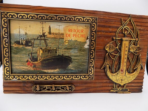 Wall key holder, thermometer, practical vintage o… - image 3