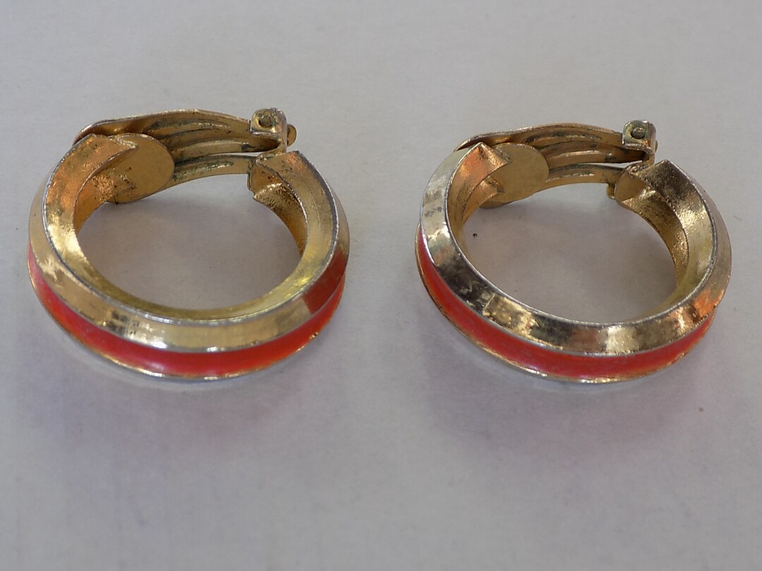 Boucles D'oreilles Vintage Clips En Métal Doré Entrelacé - Modèle T150, Bel état