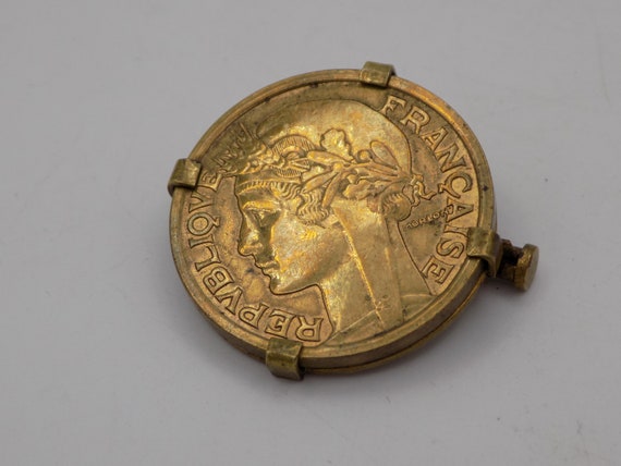 Broche ancienne,Montée,sur une pièce de 2 francs,… - image 2