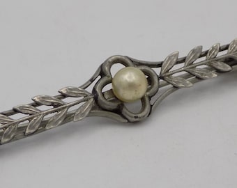 Vintage brooch, silver metal, beige pearl, women's brooch, girls' brooch, vintage jewelry, women's gift, girls' gift, women's jewelry, girls, vintage gift