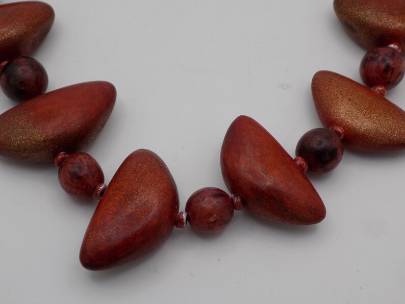vintage necklace women jewelry rose wood beads vintage gift half moon shape vintage jewelry small pearl beads Pearl necklace