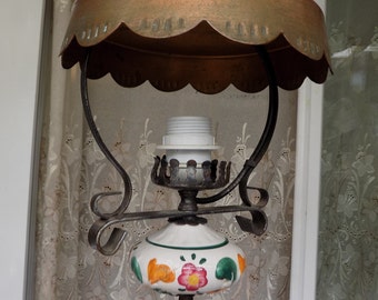 Vintage suspension, vintage chandelier, copper and ceramic, decorative object, decorative gift, vintage gift, home décor