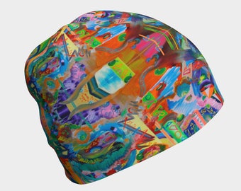 Abstract Drips Fall Painting Geometric Psychedelic Trippy Cap Hat Baby Cap Art Winter Abstract Tribal Beanie Tuque Unisex