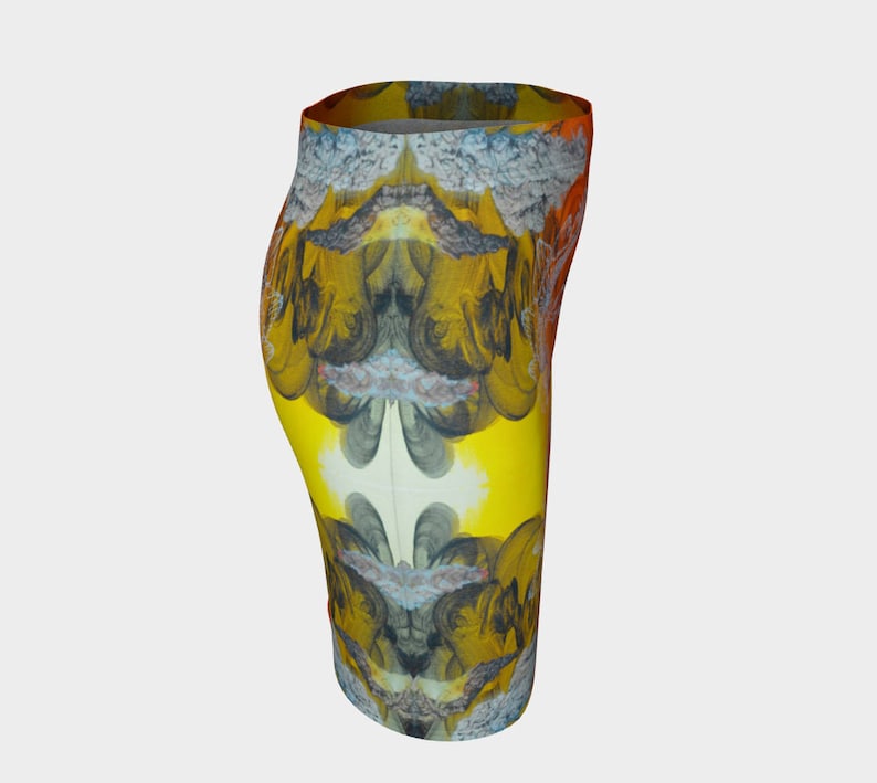 Abstract Fitted Skeleton Dinosaur Neon Art Work Psychedelic Stegosaurus Festival Painting Pencil Badlands Vertical Fitted Skirt