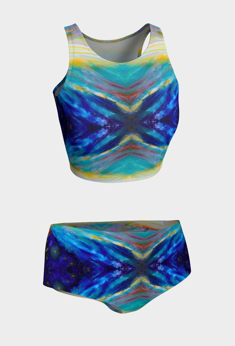 neon geometric swimsuit