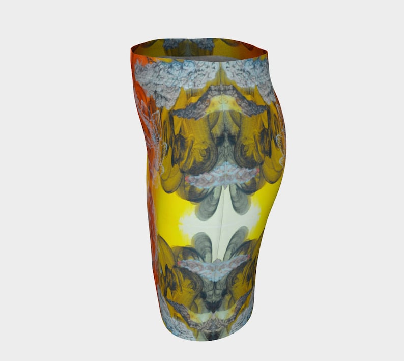 Abstract Fitted Skeleton Dinosaur Neon Art Work Psychedelic Stegosaurus Festival Painting Pencil Badlands Vertical Fitted Skirt
