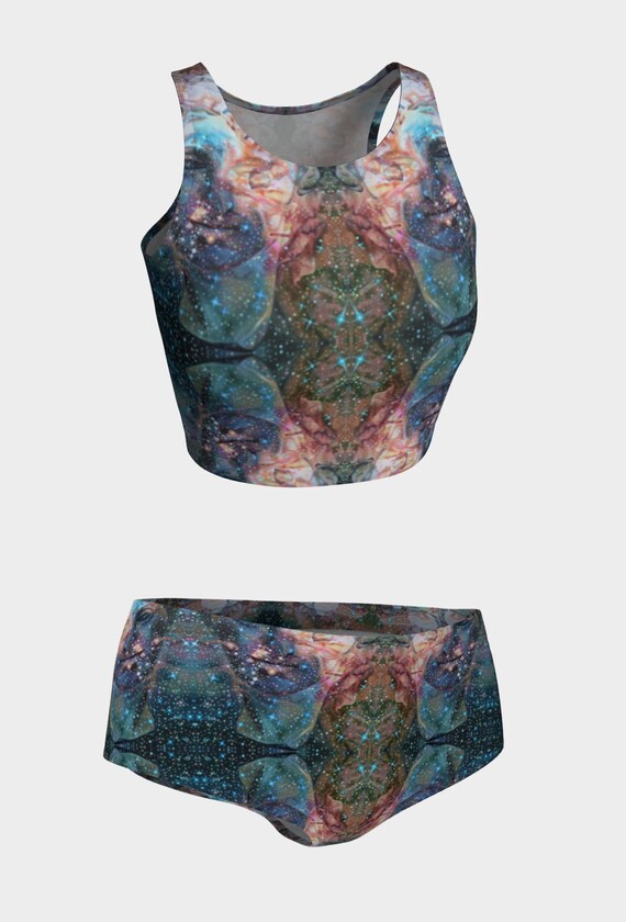 neon geometric swimsuit