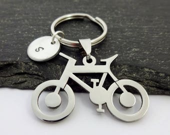 Bicycle Keyring, Initial Bike Keyring, Hand Stamped Keyring, Bike keyring, Charm Keyring, Bicycle Keychain, Cyclist Gifts, Bicycle Gift