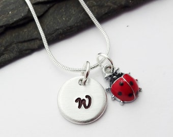 initial necklace ladybird lover gifts insect lover gifts bff gifts ladybug necklace Ladybird necklace ladybird jewelry sister gifts