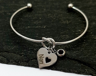 Pulsera para la abuela, Regalo para la abuela, Pulsera de corazón, Regalos para la nueva abuela, Joyería para la abuela, Regalos de cumpleaños para la abuela, Día de la Madre
