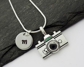 Camera Necklace, Initial Necklace, Photographer Necklace, Photography Jewellery, Photography Gift, Travel Gift, Camera Jewelry, Camera Gifts