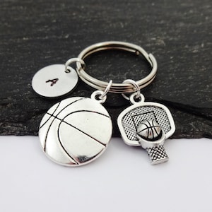 Initial Basketball Keyring, Sports Gift, Basketball Player Gifts, Personalised Charm Keychain, Gift for Coach, Basketball Team Gifts, Sport