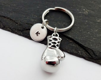 Boxing Keyring, Initial Keyring, Gift For Boxer, Sports Gift, Boxing Glove Keychain, Sport keyring, Personalised Charm Keyring, Boxing Gifts