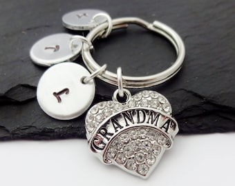 Grandma Keyring, Nanny Gift, Gifts For Grandma, Hand Stamped, Nan Gift, Personalised Keychain, Gift From Grandchildren, From Grandkids,Heart
