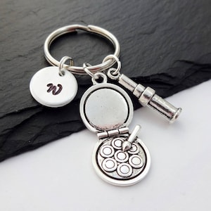 Makeup Keyring, Initial Keyring, Beautician Gift, Hand Stamped, Makeup Artist Gifts, Personalised, Make Up keychain, Graduation Gift,Stylist