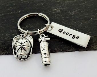 Personalised Firefighter Gift, Firefighter Keyring, Name Charm Keychain, Gift For Fireman, Gift For Firewoman, Fire fighter Gifts