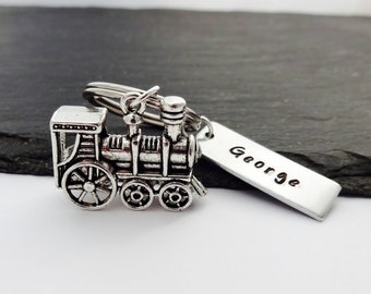 Train Keyring, Train Gifts, Name Keyring, Train Keychain, Personalised Gifts, Charm Keyring, Train Lover Gift, Train Driver Gift