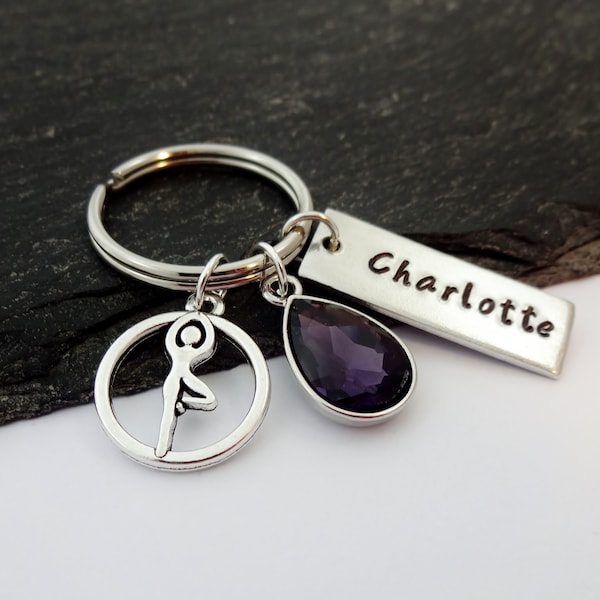 Yoga Keyring, Personalised Keyring, Yoga Gifts, Meditation Keychain, Name Keyring, Personalized Gift, Charm Keyring, Yoga Pose