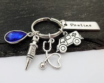 Personalised Paramedic Keyring, Ambulance Driver Gift, Charm Keychain, Student Paramedic Gift, Graduation, Leaving Gift, Thank You Gifts