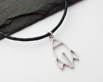 Rocket Choker, Rocket Necklace, Black Cord Necklace, Rocket Gift, Charm Necklace, Space Gifts, Rocket Jewellery, Space Jewelry, Spaceship