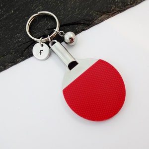 Table Tennis Keyring, Initial Keyring, Sports Keychain, Hand Stamped, Table Tennis Gift, Personalised Table Tennis Gifts, Sports Keyring image 1