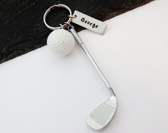 Personalised Golf Keyring, Golfing Gift, Name Keyring, Golf Club Charm Keychain, Sports Fan Gifts, Personalized Golfer Gift, Secret Santa