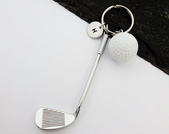 Initial Golf Keyring, Golfing Gift, Golf Club, Charm Keychain, Sports Fan Gift, Personalised Golfer Keyring, Golf Gifts, Golf Player Gift
