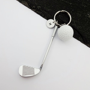 Initial Golf Keyring, Golfing Gift, Golf Club, Charm Keychain, Sports Fan Gift, Personalised Golfer Keyring, Golf Gifts, Golf Player Gift