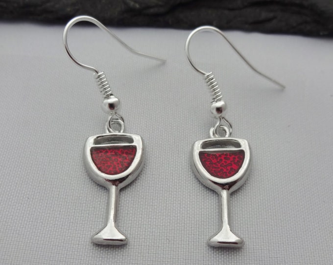 Wine Earrings Wine Glass Earrings Red Wine Charm Earrings Etsy