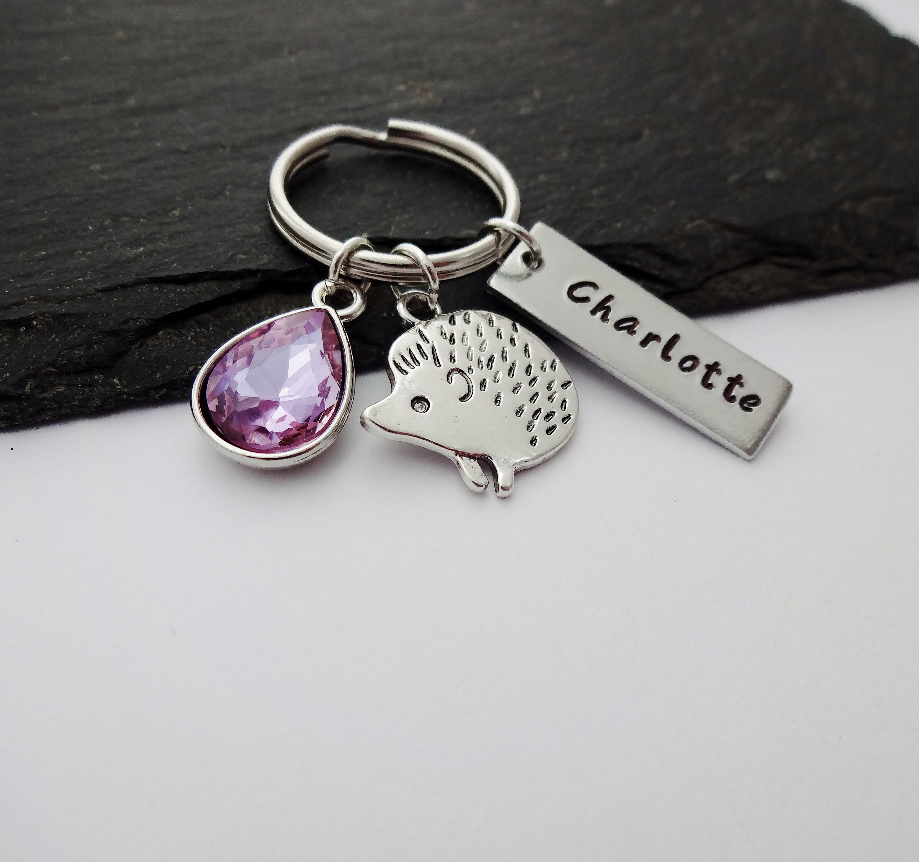 Hedgehog Keychain Personalised Gift Hedgehog Keychain Name Etsy