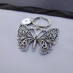 Butterfly Keychain, Butterfly keyring, Initial Butterfly Keyring, Hand Stamped Keyring, Butterfly Charm, Personalised Gift, Butterfly Gift image 4