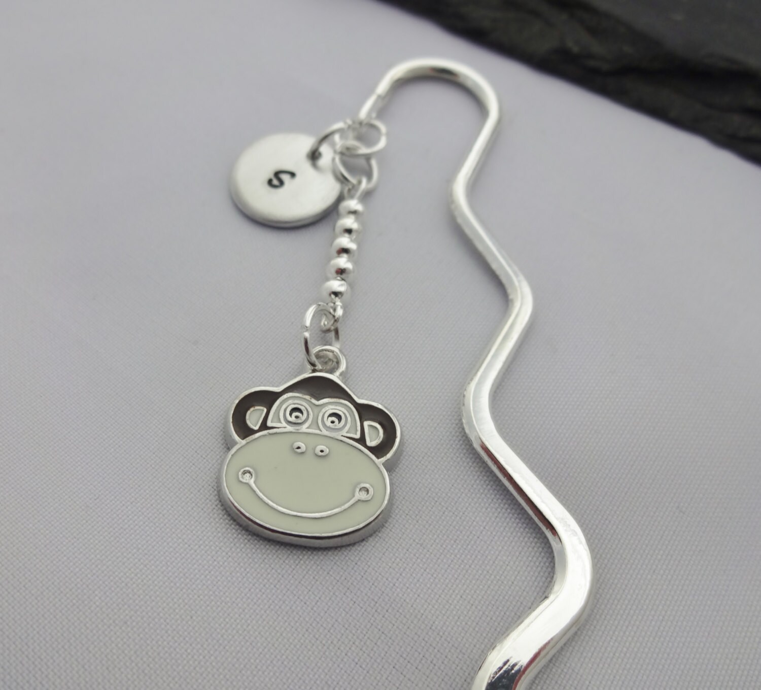 Monkey Bookmark Initial Monkey Bookmark Monkey Gift Hand | Etsy