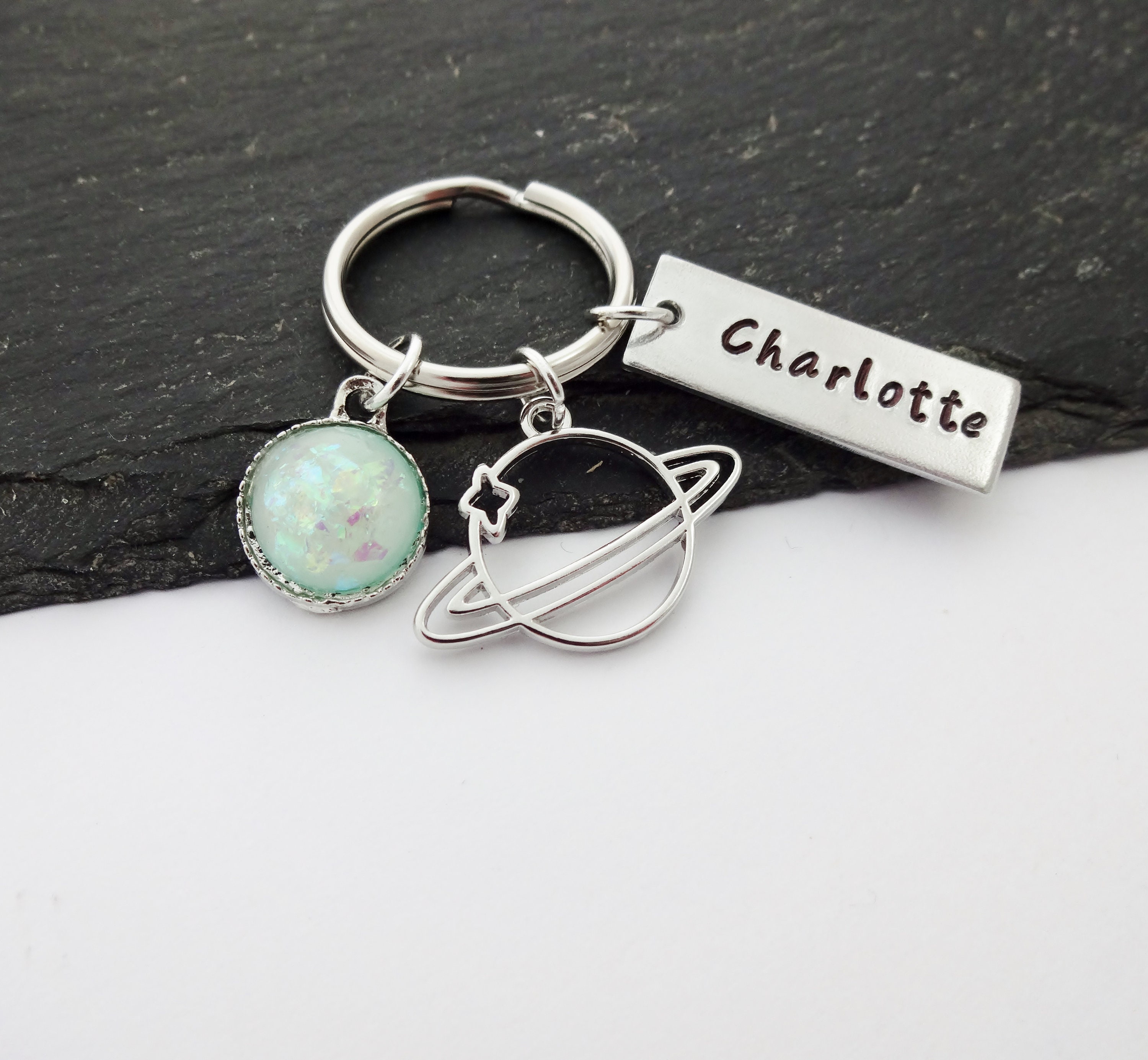 Space Key Rings Planet Keyring, Personalised Space Keyring, Space Gift, Name Keychain ...