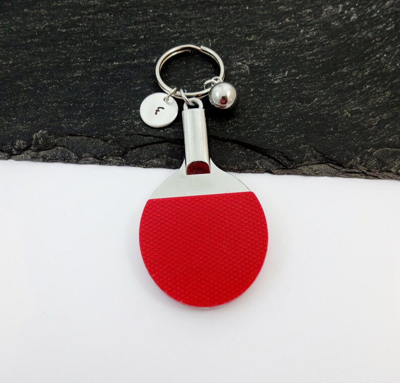 Table Tennis Keyring, Initial Keyring, Sports Keychain, Hand Stamped, Table Tennis Gift, Personalised Table Tennis Gifts, Sports Keyring image 3