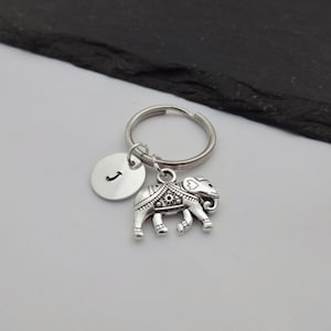 Elephant Charm Keyring, Initial Elephant Keyring, Hand Stamped Keyring, Elephant Keyring, Animal keyring, Keychain, Personalised, Gift image 5