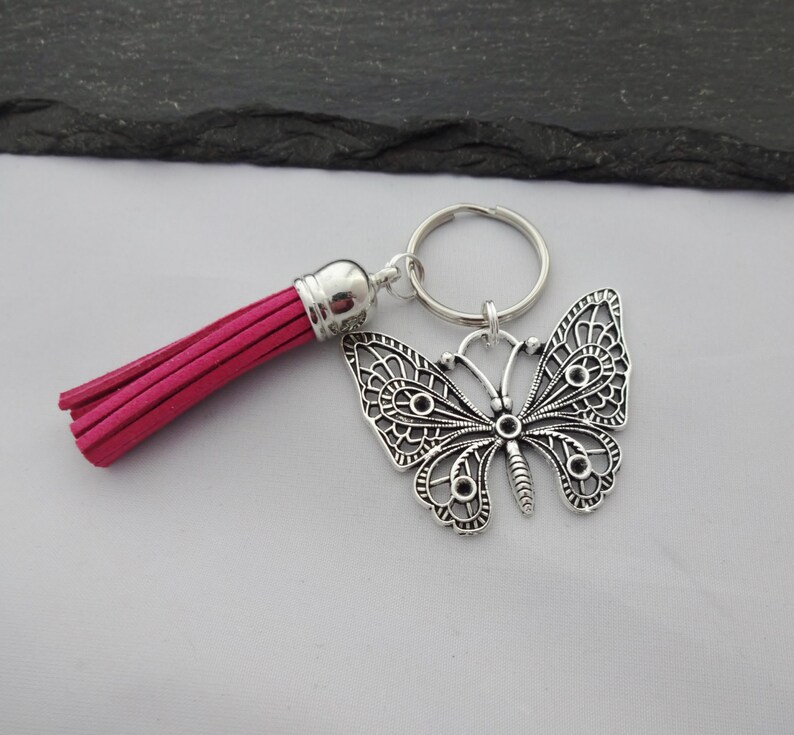 Butterfly Gift Butterfly Keyring Pink Butterfly Keychain Etsy