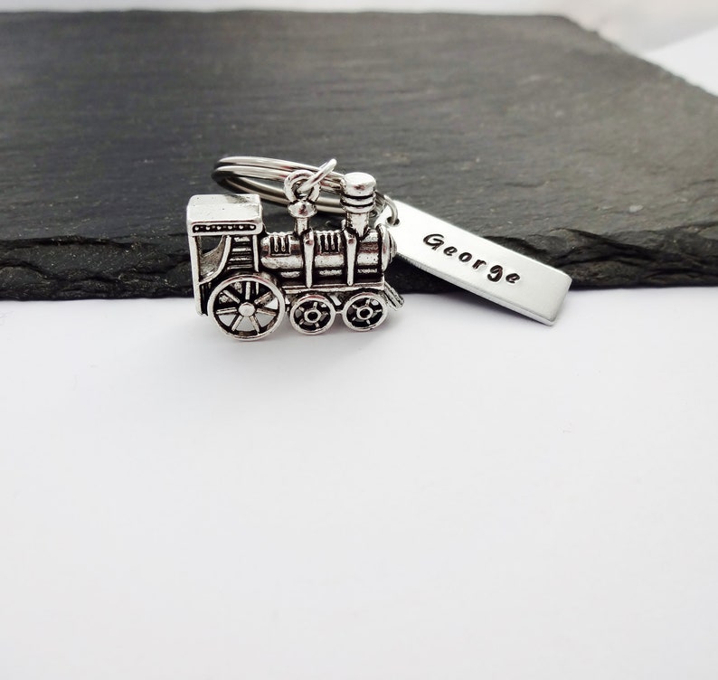 Train Keyring, Train Gifts, Name Keyring, Train Keychain, Personalised Gifts, Charm Keyring, Train Lover Gift, Train Driver Gift image 3
