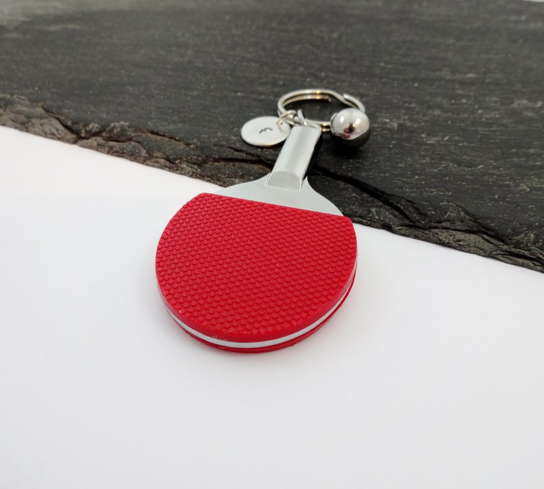 Table Tennis Keyring, Initial Keyring, Sports Keychain, Hand Stamped, Table Tennis Gift, Personalised Table Tennis Gifts, Sports Keyring image 2