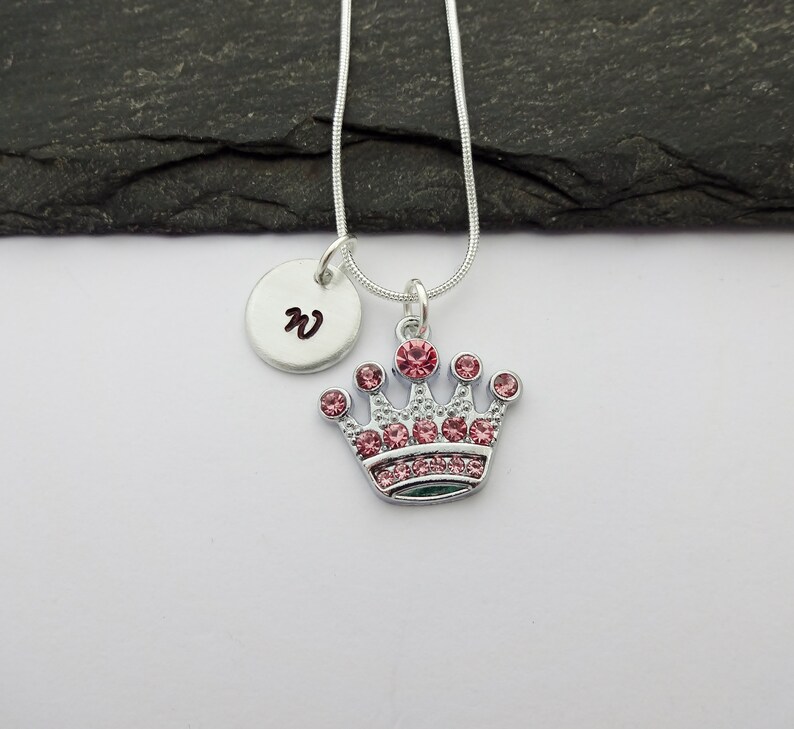Crown Necklace Initial Necklace Princess Gift Charm Etsy UK