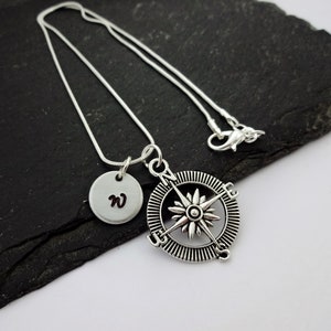 Initial Compass Necklace, Travel Necklace, Initial Charm Necklace, Travel Gift, Traveller Gifts, Personalised Travel Gifts, Travel Jewellery image 8