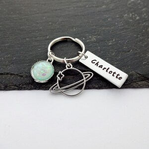 Planet Keyring, Personalised Space Keyring, Space Gift, Name Keychain, Hand Stamped, Personalized Gifts, Outer Space Gifts, Astronomy Gifts image 3
