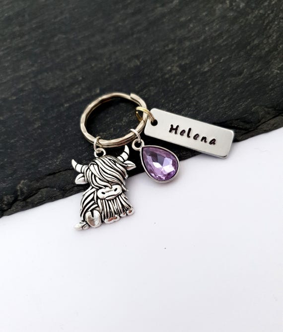 Highland Cow Keyring, Name Keychain, Highland Cow Gift