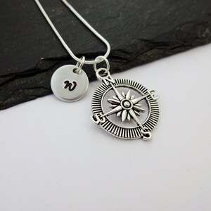 Initial Compass Necklace, Travel Necklace, Initial Charm Necklace, Travel Gift, Traveller Gifts, Personalised Travel Gifts, Travel Jewellery image 5