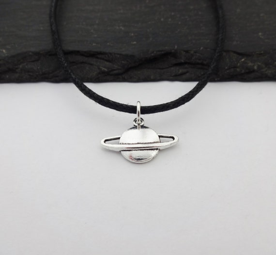 Black String Necklace with Space Charm
