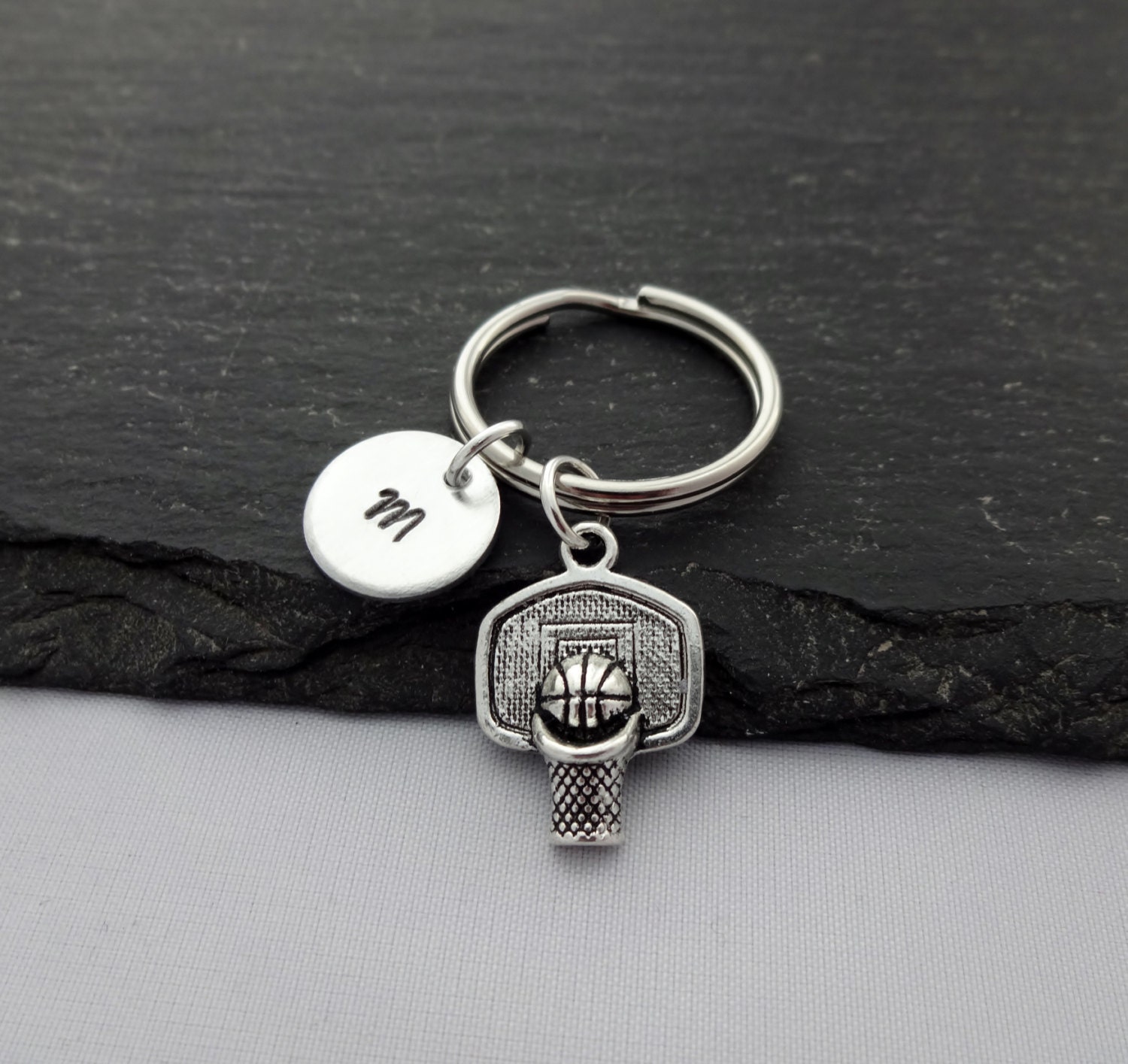 Basketball Keyring Initial Keyring Basketball Keychain Etsy