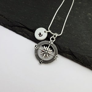 Initial Compass Necklace, Travel Necklace, Initial Charm Necklace, Travel Gift, Traveller Gifts, Personalised Travel Gifts, Travel Jewellery image 6